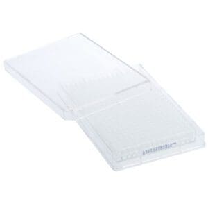 Transparent plastic protective case for a compact disc or DVD.