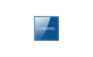 Blue square logo with the word 'CORNING' in white.